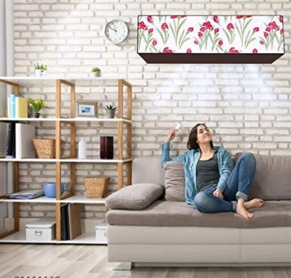 DREAM eHOME PVC White / Pink Color Printedc 1.5TonAc Cover for Split Indoor - 1.5 Ton, White /Pink, PVC, Pack of1